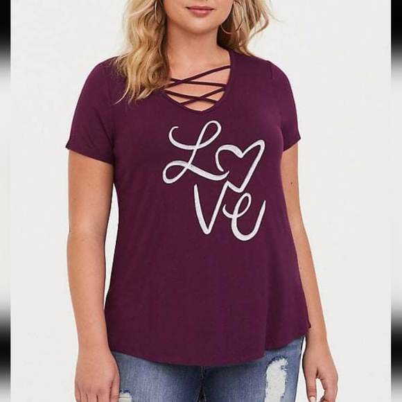❤ Size 0 Torrid Love shirt top stretchy women's summer - Picture 1 of 2
